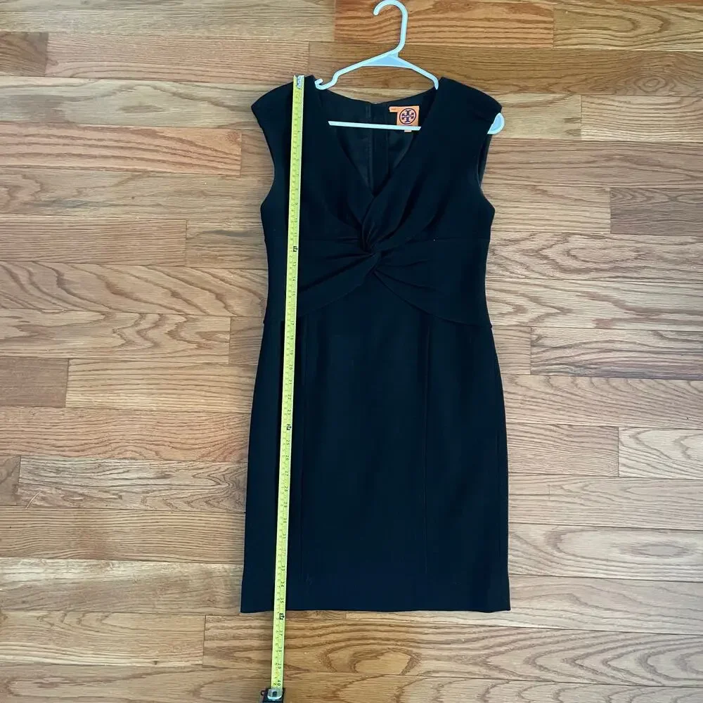 Tory Burch Patrice Sheath Dress Black Twist Front Womens Size 4 Work Cocktail